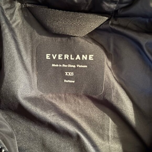 Everlane Black ReNew Long Hooded Puffer Coat EUC XXS - Picture 8 of 8
